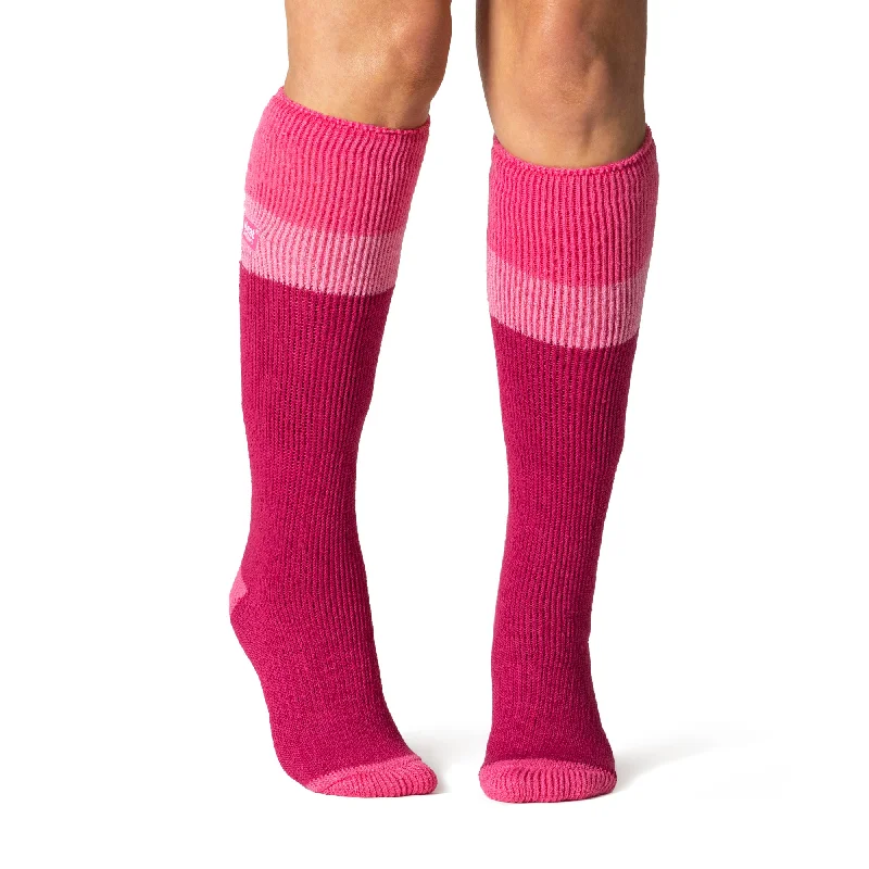 Women's spandex - infused socks for stretchLadies Original Long Ski & Snow Sports Socks - Pink, Light Pink & Raspberry Women's spandex - infused socks for stretchLadies Original Long Ski & Snow Sports Socks - Pink, Light Pink & Raspberry