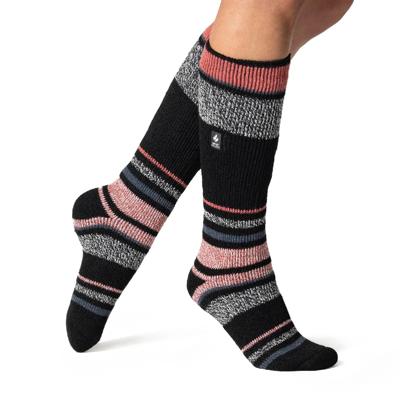 Women's satin - trimmed socks for a touch of eleganceLadies Original Long Ski & Snow Sports Socks - Black & Pink Women's satin - trimmed socks for a touch of eleganceLadies Original Long Ski & Snow Sports Socks - Black & Pink