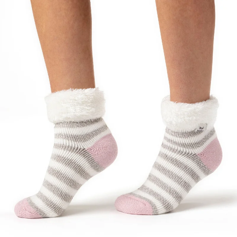 Women's wool - rich socks for winter warmthLadies Original Sleep Socks with Turnover Feather Top - Grey & Cream Women's wool - rich socks for winter warmthLadies Original Sleep Socks with Turnover Feather Top - Grey & Cream