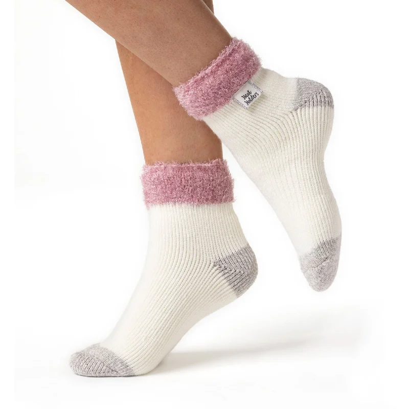 Women's ankle socks with a frilly edgeLadies Original Sleep Socks with Feather Top - Pink & Cream Women's ankle socks with a frilly edgeLadies Original Sleep Socks with Feather Top - Pink & Cream