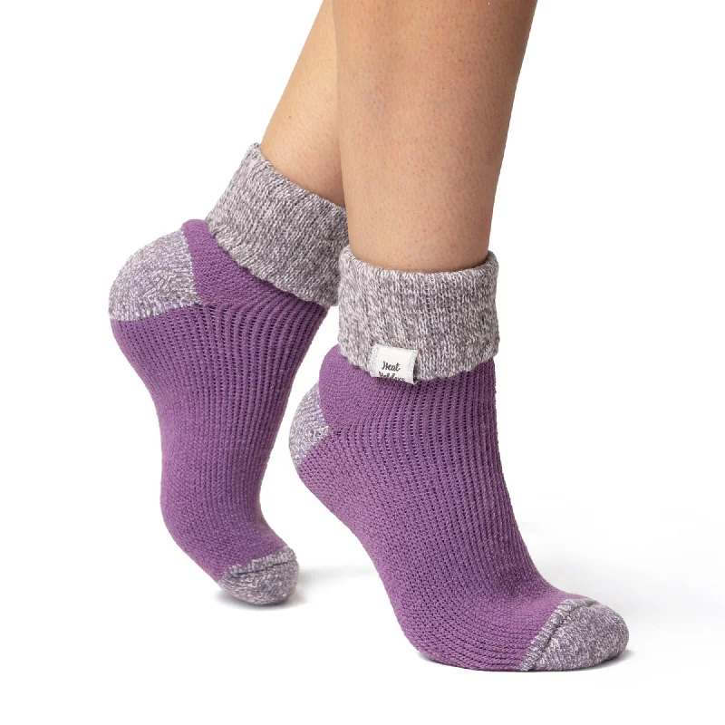 Women's bamboo fiber socks for eco - friendlinessLadies Original Sleep Socks with Turnover Rib Top - Lilac & Grey Women's bamboo fiber socks for eco - friendlinessLadies Original Sleep Socks with Turnover Rib Top - Lilac & Grey