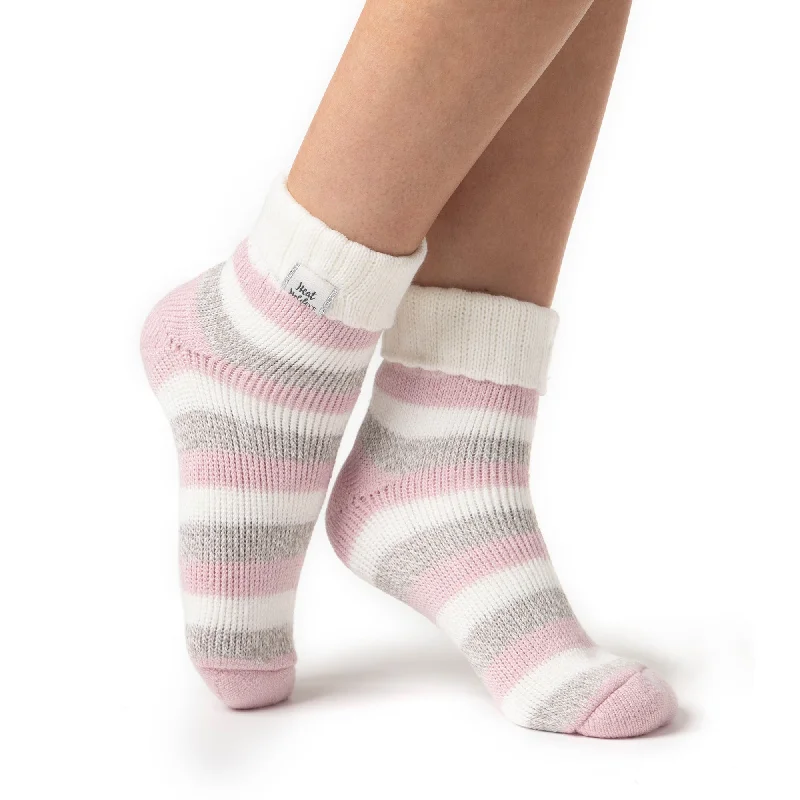 Women's cotton blend socks for breathabilityLadies Original Sleep Socks with Turnover Rib Top - Grey & Pink Women's cotton blend socks for breathabilityLadies Original Sleep Socks with Turnover Rib Top - Grey & Pink
