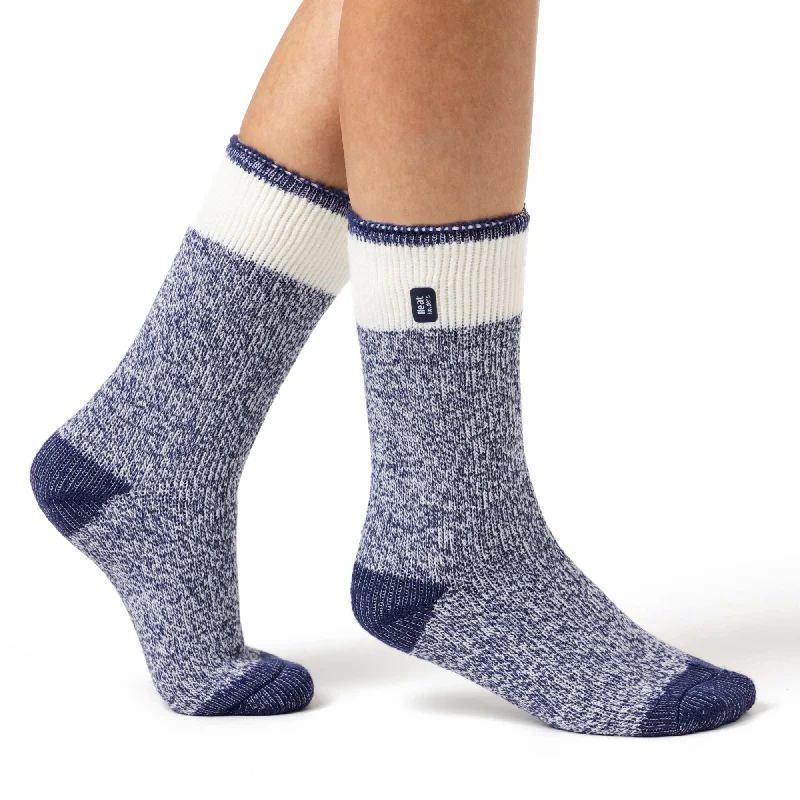 Women's crew socks with a polka - dot printLadies Original Snowdrop Twist Socks - Soft Navy Women's crew socks with a polka - dot printLadies Original Snowdrop Twist Socks - Soft Navy