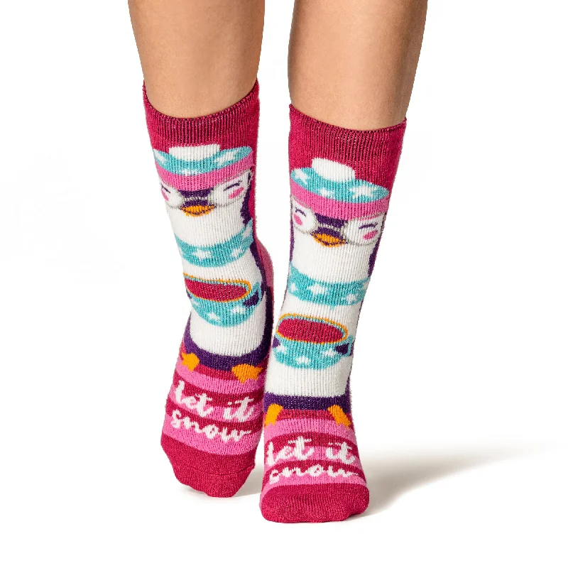 Women's moisture - wicking socks for sportsLadies Lite Christmas Socks - Penguin