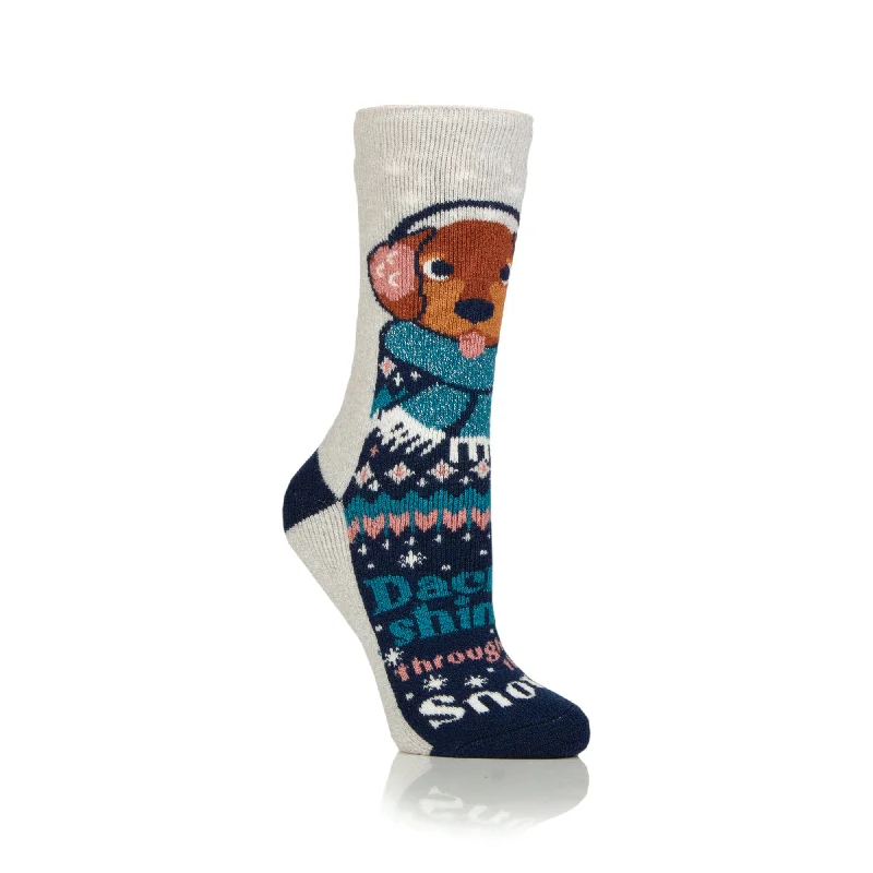 Women's leather - look socks for an edgy styleLadies Lite Christmas Socks - Dachshing Through The Snow Women's leather - look socks for an edgy styleLadies Lite Christmas Socks - Dachshing Through The Snow