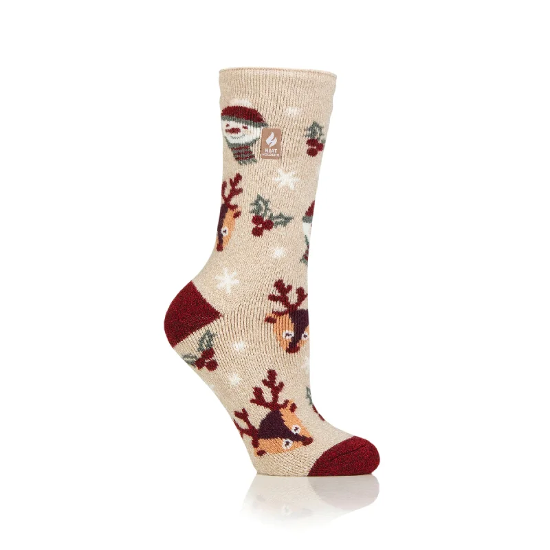 Women's ribbed knee - high socks for a classic lookLadies Lite Christmas Socks - Snowy Christmas Women's ribbed knee - high socks for a classic lookLadies Lite Christmas Socks - Snowy Christmas