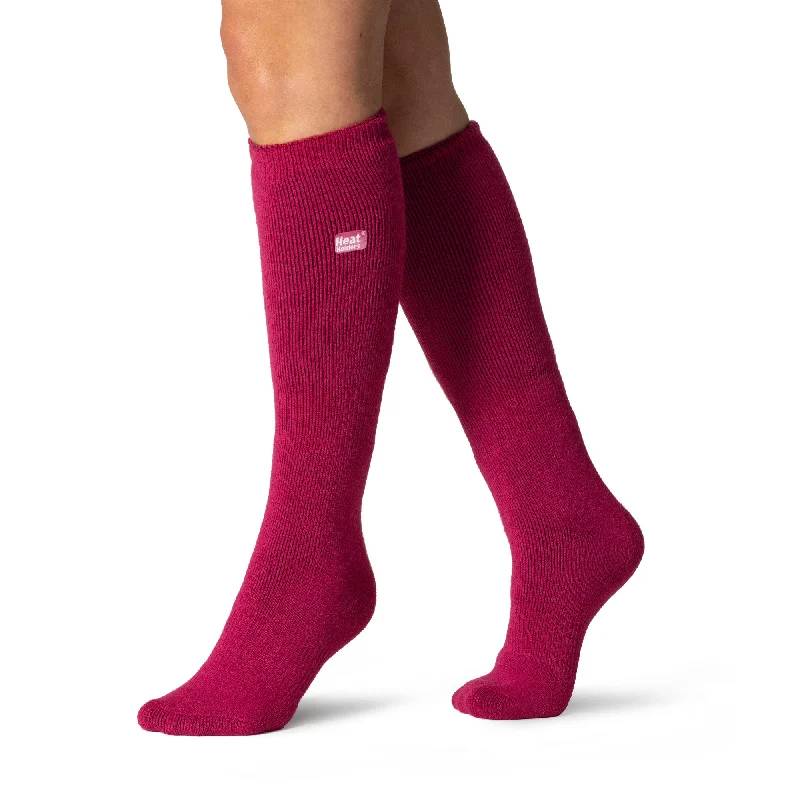 Women's over - the - calf socks with a stripe designLadies Lite Clover Long Thermal Socks - Raspberry Women's over - the - calf socks with a stripe designLadies Lite Clover Long Thermal Socks - Raspberry