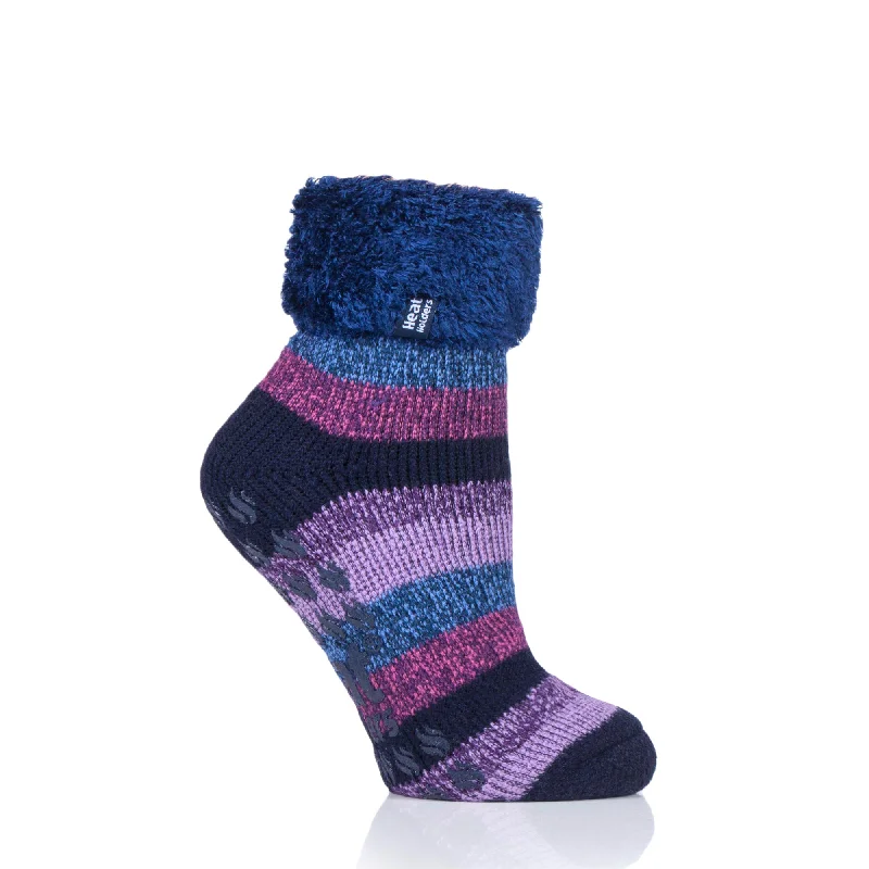 Women's cotton blend socks for breathabilityLadies Original Sharon Lounge Socks with Turnover Top - Blue & Purple Women's cotton blend socks for breathabilityLadies Original Sharon Lounge Socks with Turnover Top - Blue & Purple