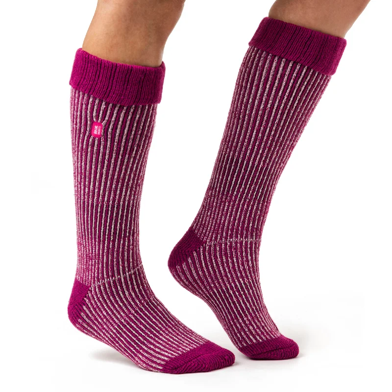Women's quick - dry socks for water activitiesLadies Original Begonia Long Boot Socks With Turnover Top - Berry & Light Pink Women's quick - dry socks for water activitiesLadies Original Begonia Long Boot Socks With Turnover Top - Berry & Light Pink