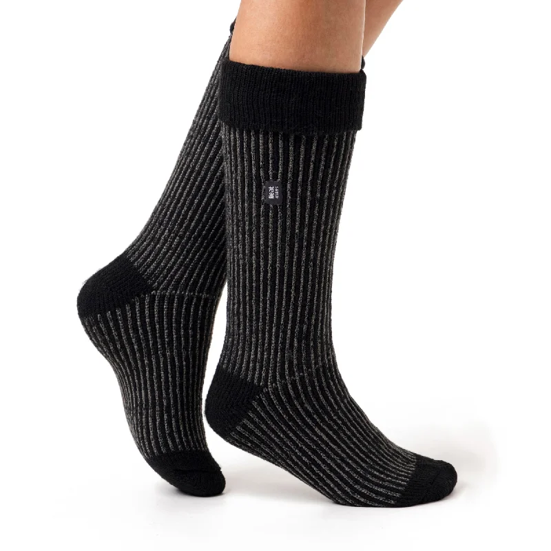 Women's no - show socks with a floral motifLadies Original Begonia Long Boot Socks With Turnover Top - Black Women's no - show socks with a floral motifLadies Original Begonia Long Boot Socks With Turnover Top - Black