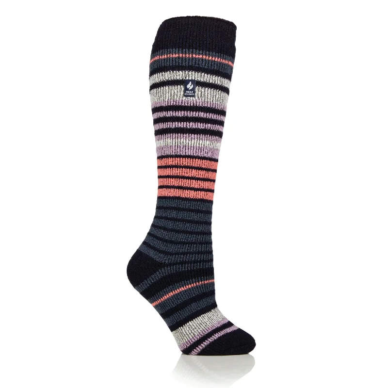 Women's hypoallergenic socks for sensitive skinLadies Original Long Ski & Snow Sports Fine Stripe Socks - Navy & Blue Sapphire Women's hypoallergenic socks for sensitive skinLadies Original Long Ski & Snow Sports Fine Stripe Socks - Navy & Blue Sapphire