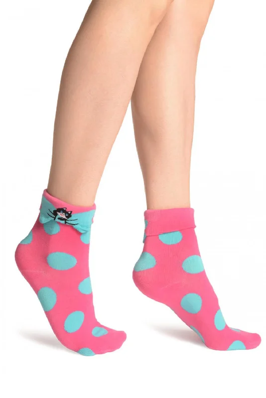 Women's no - show socks with a floral motifLarge Polka Dot With Flip Bow & Kitty Bright Pink Ankle High Cocks Women's no - show socks with a floral motifLarge Polka Dot With Flip Bow & Kitty Bright Pink Ankle High Cocks