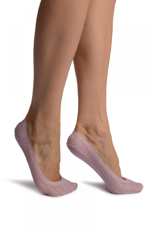 Women's thigh - high socks in a fishnet patternLilac Snake Skin, Silver Lurex With Silicon Heel & Bottom Footies Women's thigh - high socks in a fishnet patternLilac Snake Skin, Silver Lurex With Silicon Heel & Bottom Footies