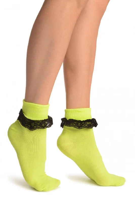 Women's argyle - patterned thigh - high socksNeon Green With Black Lace Trim Ankle High Socks Women's argyle - patterned thigh - high socksNeon Green With Black Lace Trim Ankle High Socks