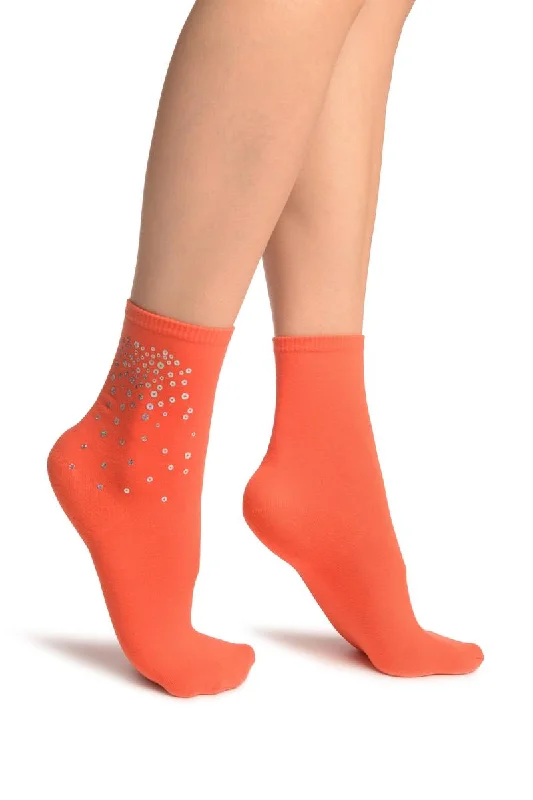 Women's ribbed knee - high socks for a classic lookOrange Sequin Embellished Ankle High Socks Women's ribbed knee - high socks for a classic lookOrange Sequin Embellished Ankle High Socks
