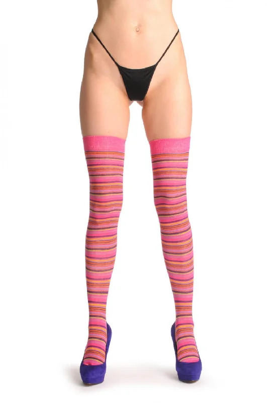 Women's adjustable - fit socks for a customized feelPink Yellow & Purple Thin Stripes Women's adjustable - fit socks for a customized feelPink Yellow & Purple Thin Stripes