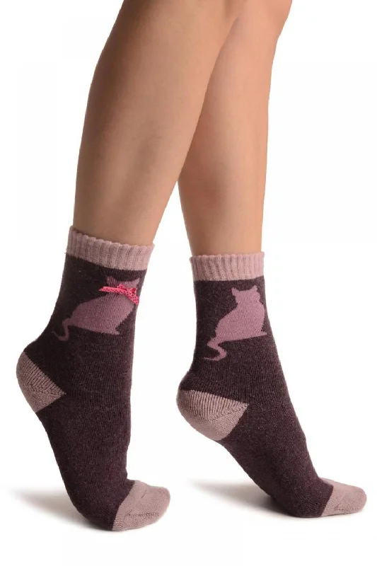 Women's compression socks for improved circulationPurple With Cute Cat & Satin Bow Angora Ankle High Socks Women's compression socks for improved circulationPurple With Cute Cat & Satin Bow Angora Ankle High Socks