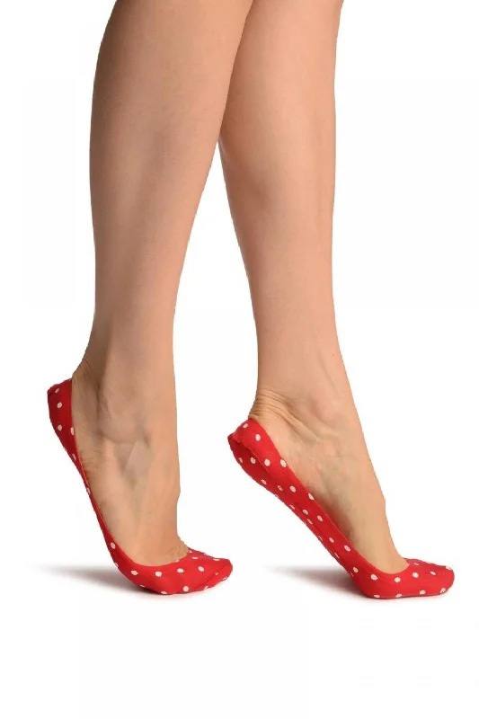 Women's arch - support socks for better comfortRed With White Polka Dots & Inside Silicone Grip Footies Women's arch - support socks for better comfortRed With White Polka Dots & Inside Silicone Grip Footies