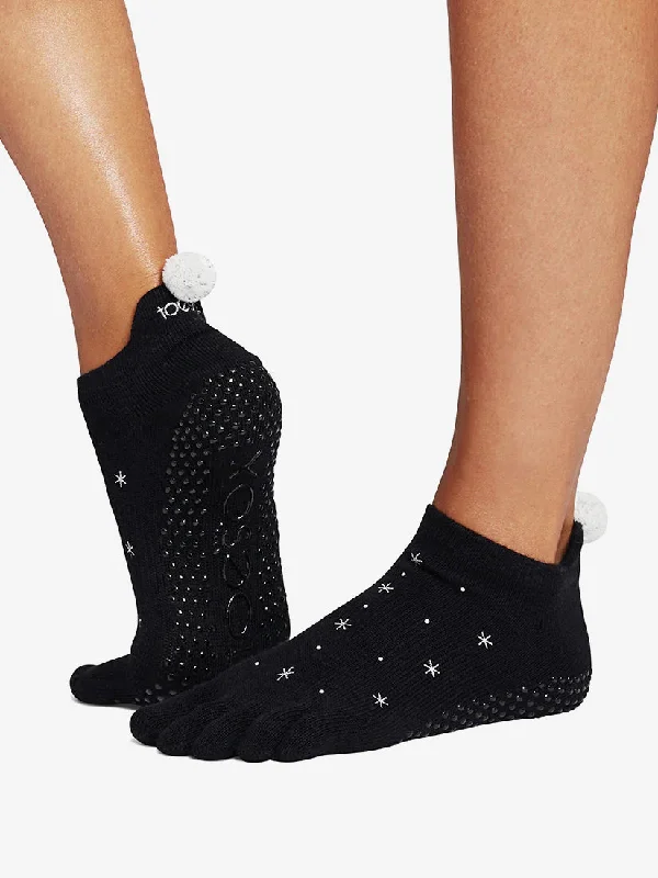 Women's no - show socks with a floral motifToeSox Full Toe Low Rise Grip Socks - Jingle Women's no - show socks with a floral motifToeSox Full Toe Low Rise Grip Socks - Jingle