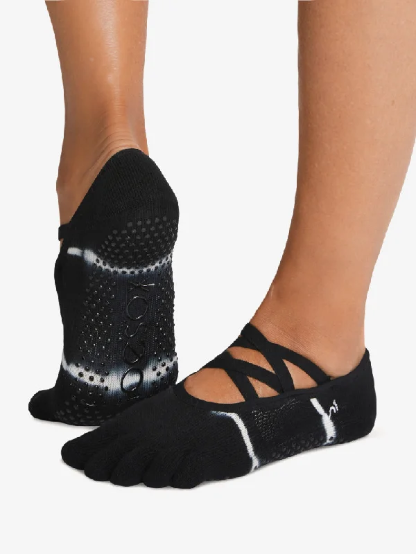 Women's ribbed knee - high socks for a classic lookToeSox Grip Full Toe Elle - Black Tie Dye Stripe Women's ribbed knee - high socks for a classic lookToeSox Grip Full Toe Elle - Black Tie Dye Stripe