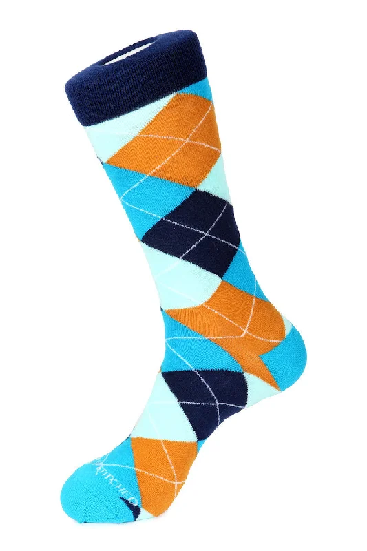 Women's thigh - high socks in a fishnet patternCabo Sunset Argyle Sock