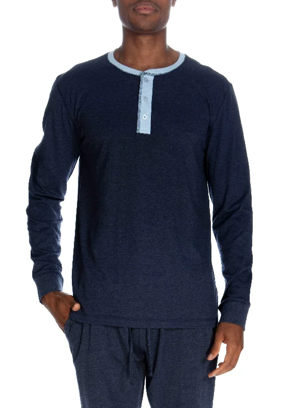 Women's over - the - calf socks with a stripe design3 Button Lounge Henley Shirt - Contrast Piping Women's over - the - calf socks with a stripe design3 Button Lounge Henley Shirt - Contrast Piping