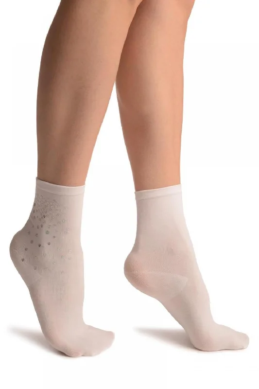 Women's spandex - infused socks for stretchWhite Sequin Embellished Ankle High Socks Women's spandex - infused socks for stretchWhite Sequin Embellished Ankle High Socks