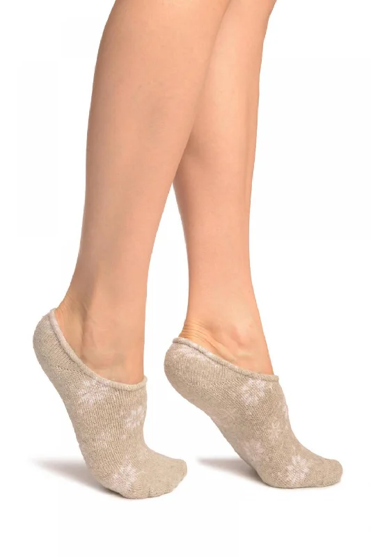 Women's quick - dry socks for water activitiesWhite Snowflakes On Grey Angora Footies Socks Women's quick - dry socks for water activitiesWhite Snowflakes On Grey Angora Footies Socks