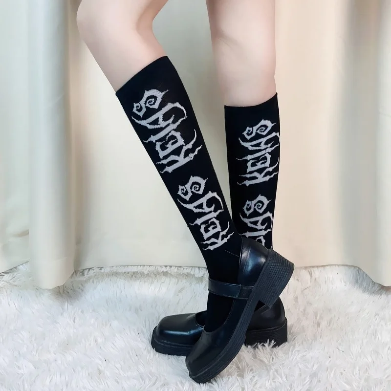 Women's cushioned sole socks for shock absorptionWomen's Grunge Totem Knee-high Socks Women's cushioned sole socks for shock absorptionWomen's Grunge Totem Knee-high Socks