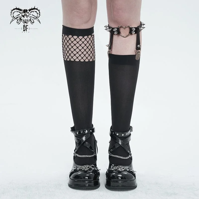 Women's wool - rich socks for winter warmthWomen's Punk Asymmetrical Mesh Splice Socks with Garter Women's wool - rich socks for winter warmthWomen's Punk Asymmetrical Mesh Splice Socks with Garter